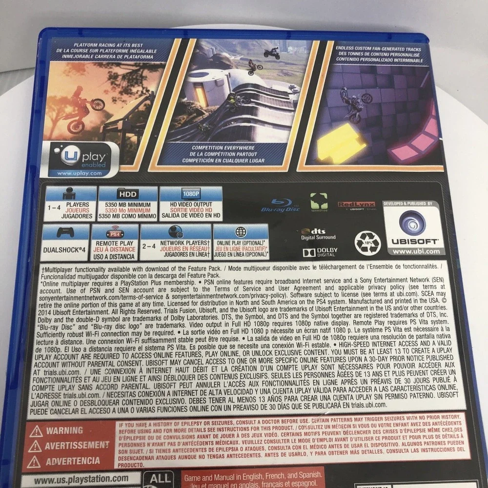 Trials Fusion (Sony PlayStation 4, 2014) Excellent Condition, Works‎